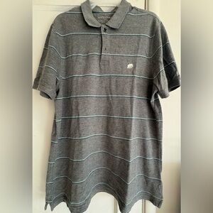 Banana Republic Charcoal Polo with Teal Stripes